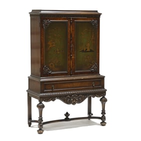 Berkey & Gay, Renaissance Style Chinoiserie Decorated Cabinet on Stand