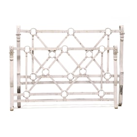 after Jacques Adnet, Equestrian Iron Buckle Queen Size Bed