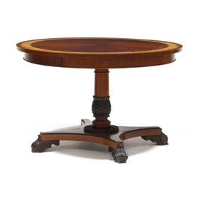 Baker, Neoclassical Style Inlaid Mahogany Pedestal Table