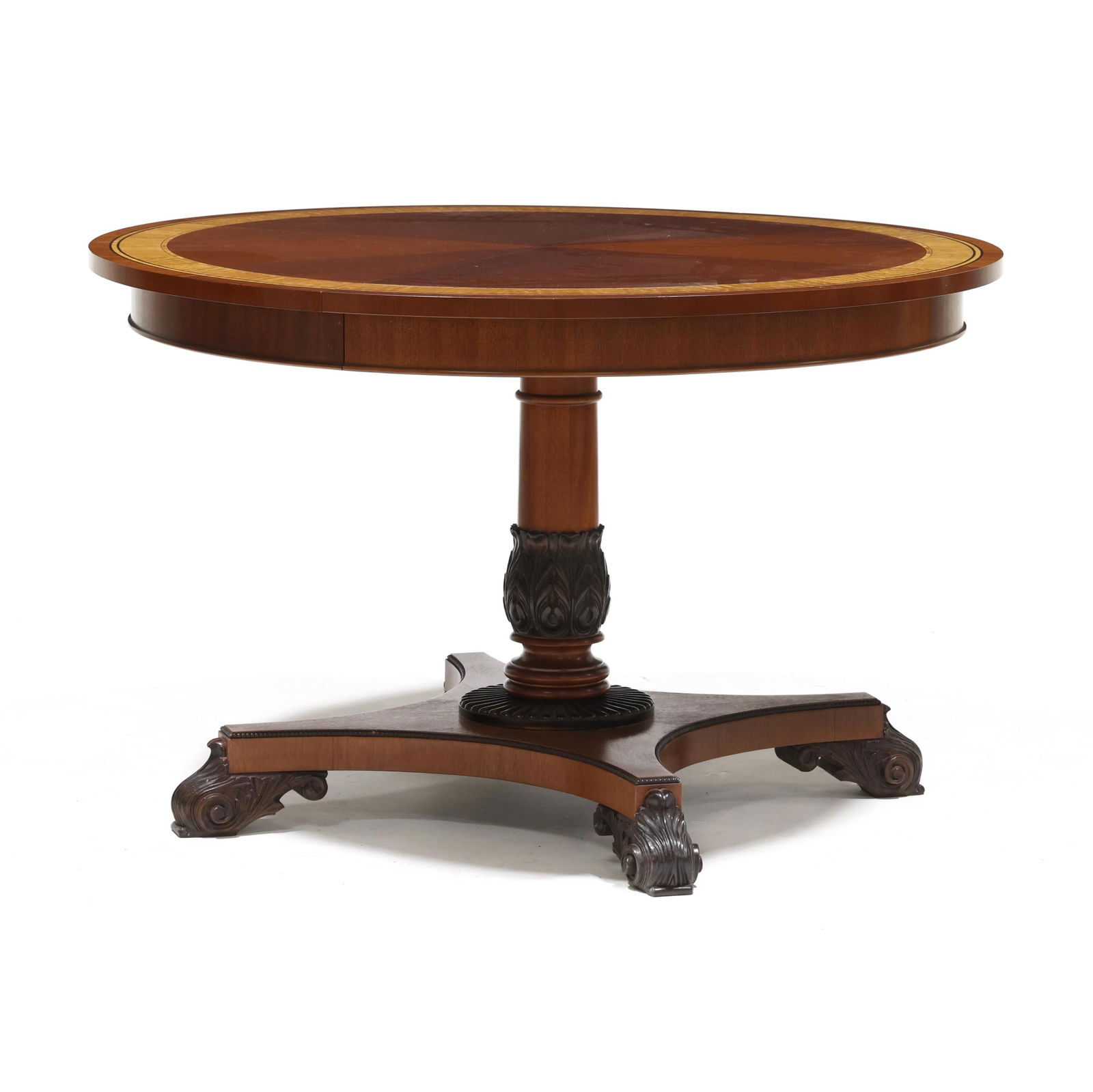 Baker, Neoclassical Style Inlaid Mahogany Pedestal Table (1 of 4)
