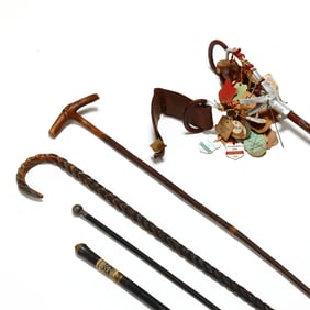A Grouping of Gentlemen's Canes including Hidden Dagger, and Hunting Rest