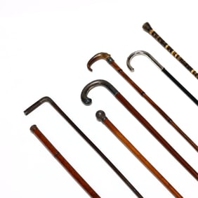Collection of Seven Canes, including Hidden Flask Form