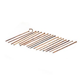 A Collection of (17) Hand Carved Japanese Walking Canes with Animals