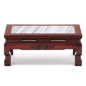 A Chinese Marble and Hardwood Stand