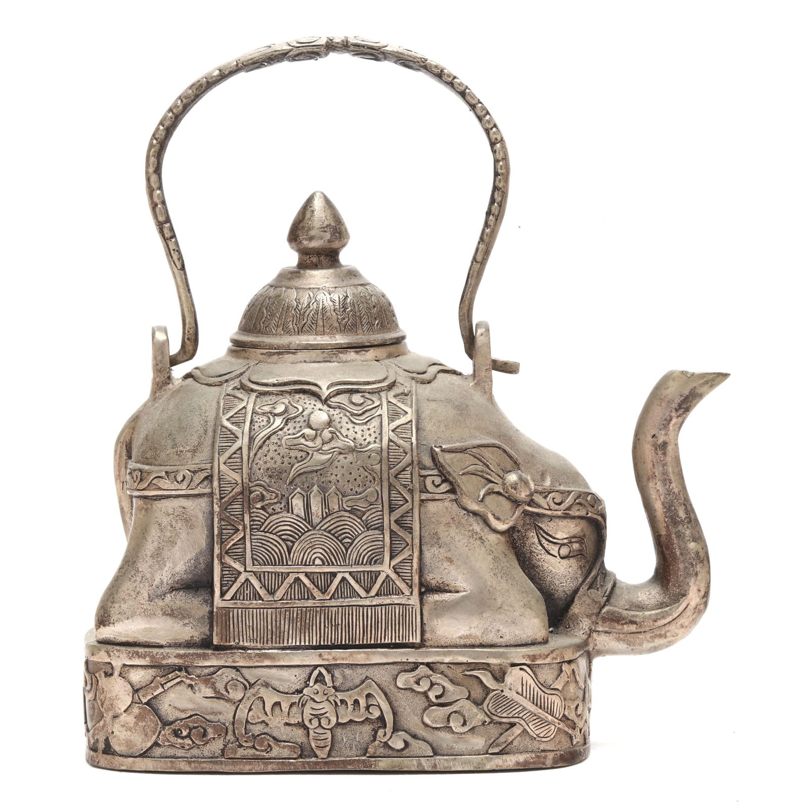 A Chinese Silver Metal Elephant Teapot (1 of 6)