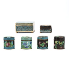 A Collection of Six Chinese Cloisonné Boxes