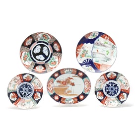 Five Large Imari Porcelain Dishes