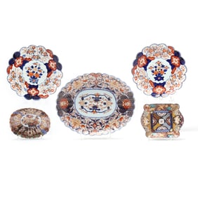 A Group of Five Imari Porcelain Dishes