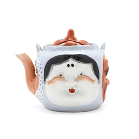 A Japanese Banko Teapot with Character Faces