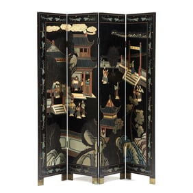 Chinese Four Panel Floor Screen