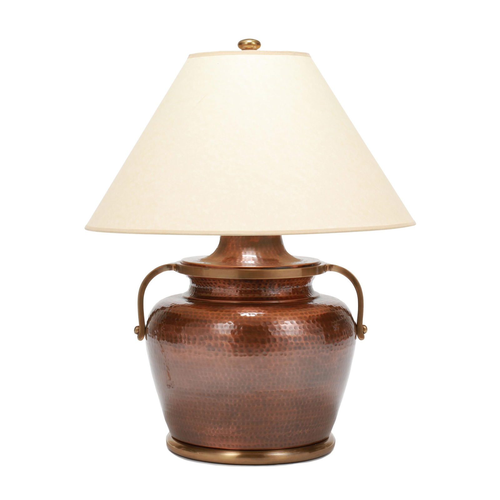 Chapman, Large Hammered Copper Urn Table Lamp with Shade (1 of 8)