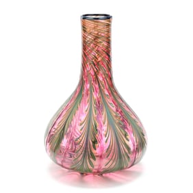 Charles Lotton, Foliate Swirl Glass Vase and Signed Book