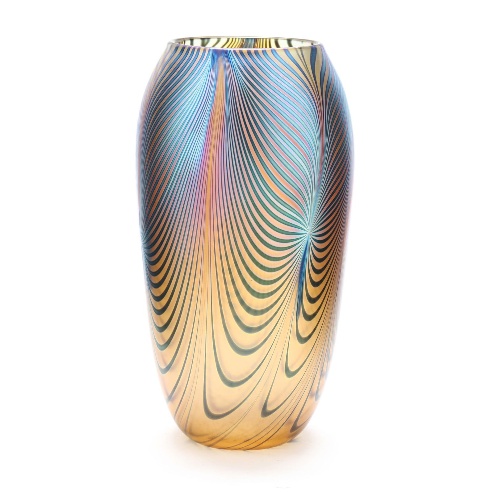 David Lotton, "Primo" Iridescent Pulled Feather Glass Vase (1 of 8)