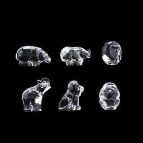 Six African Themed Steuben Crystal Animals