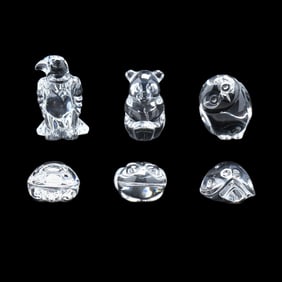 Six Steuben Woodland Creature Themed Crystal Animals