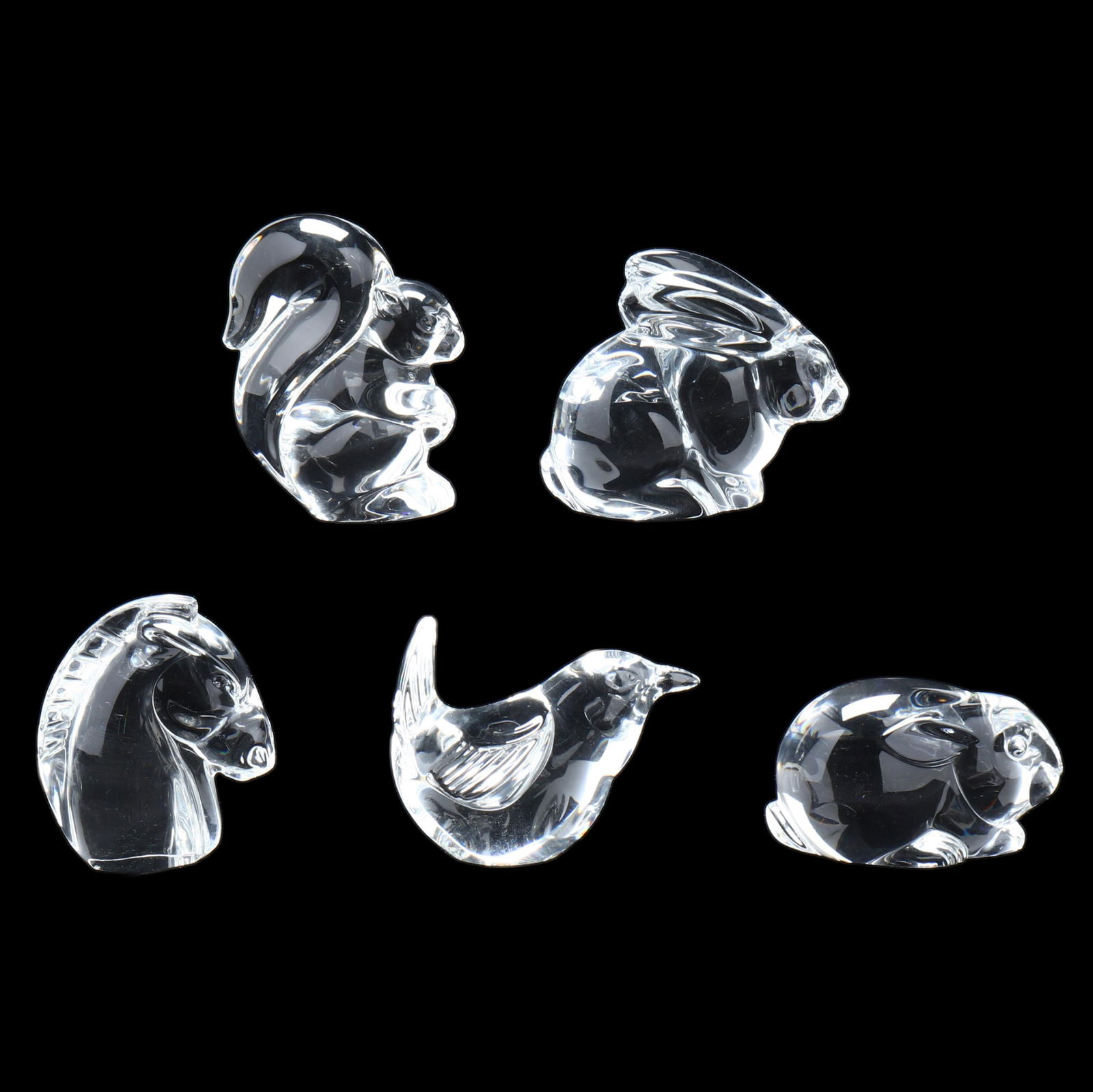 Five Assorted Steuben Crystal Animals (1 of 10)