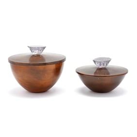 Two Lidded Copper Bowls