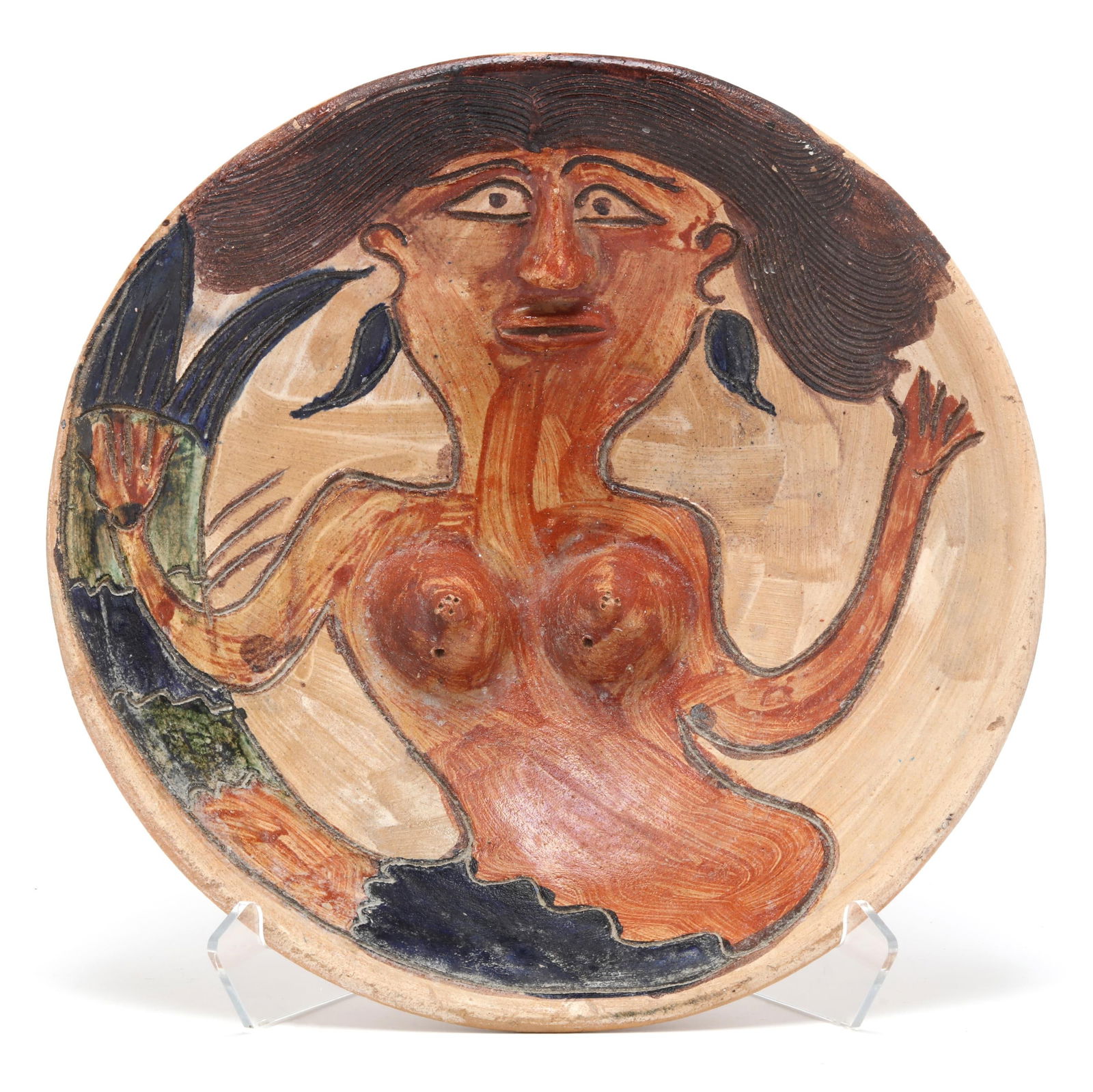 Dolores Porras (Mexican, 1937-2010), Art Pottery Mermaid Bowl (1 of 3)
