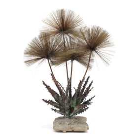 Attributed John Steck, Mixed Metal Sculpture of Flowers