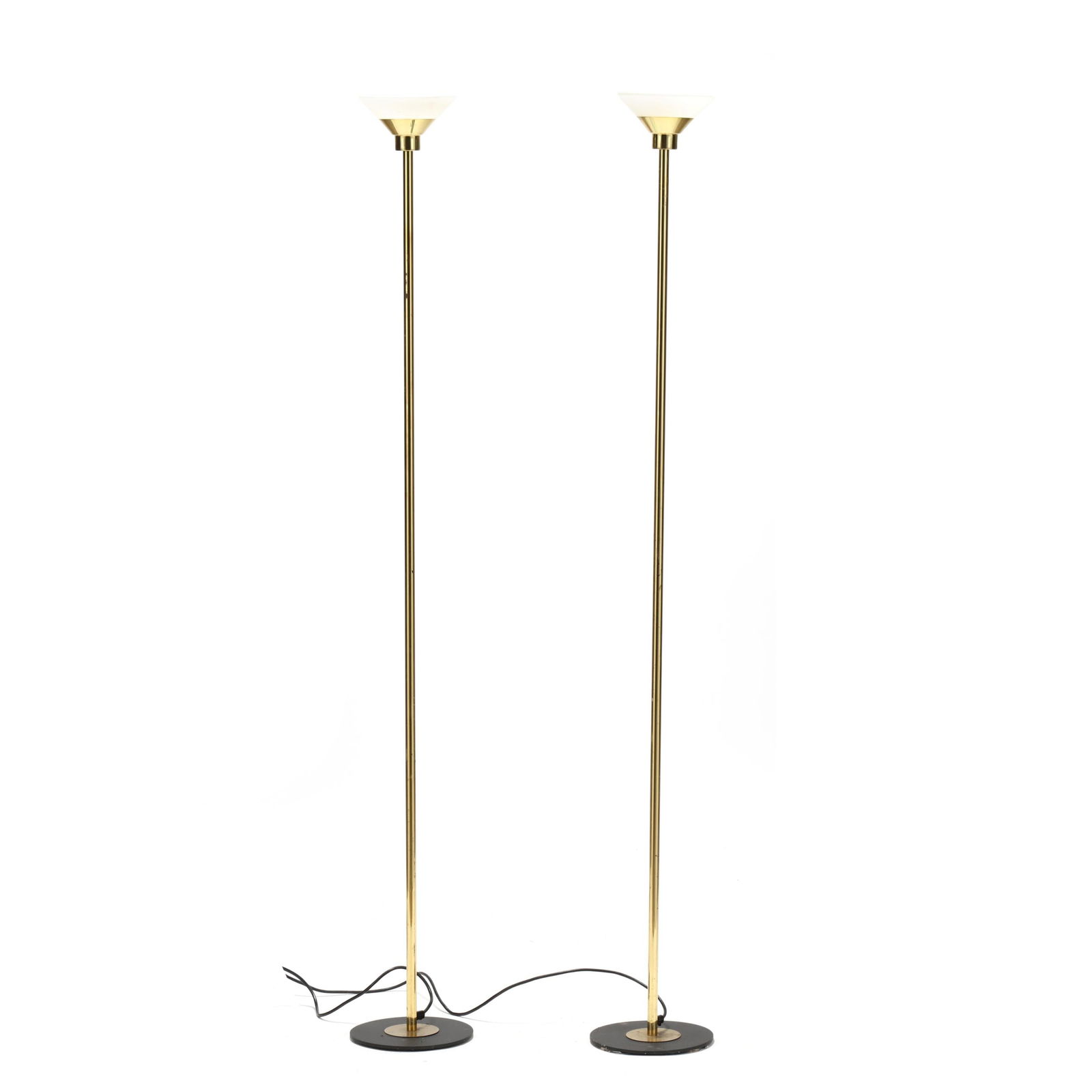 Pair of Modernist Brass Torchiere Floor Lamps (1 of 4)