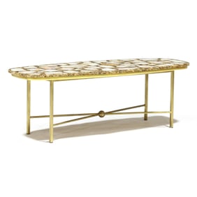 Hollywood Regency Onyx Inlaid Coffee Table