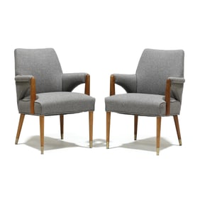 Pair of American Mid-Century Upholstered Armchairs