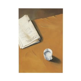 Janet Christensen (American, 20th Century), Coffee and Newspaper