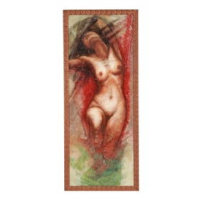 Large Contemporary Painting of a Nude Woman, Signed