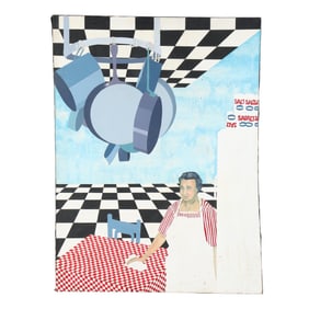 A Pop Art Painting featuring a Woman in a Kitchen