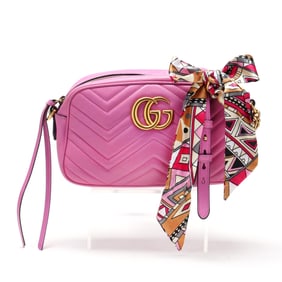 Pink Leather Marmont Crossbody Bag, Gucci