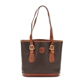 Brown Canvas and Leather Tote Bag, Celine