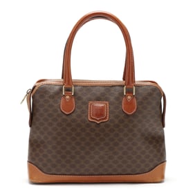 Brown Canvas and Leather Handbag, Celine
