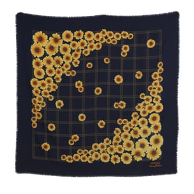 Large Wool Navy and Sunflower Shawl, Gucci