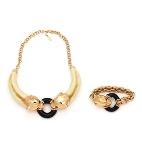 Costume Panther Motif Necklace and Bracelet, Creart II