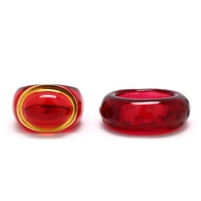 Two Red Crystal Rings, Baccarat