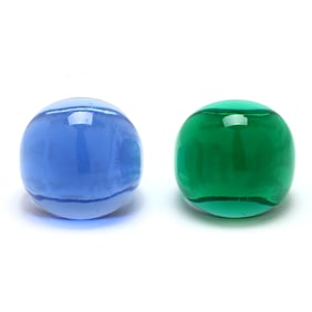 Two Crystal Cabochon Rings, Lalique