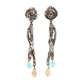 White Metal Fashion Earrings, Christian Dior