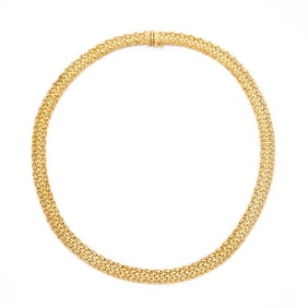 Gold Woven Design Necklace, Italy