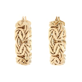 Gold Byzantine Motif Earrings, Turkey