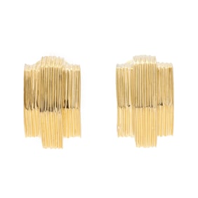 Gold Geometric Half Hoops, Italy