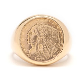 Gold and Replica Indian Head Coin Ring