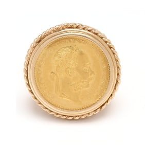 Gold Austrian 1 Ducat Coin Ring