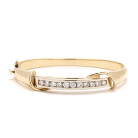 Bi-Color Gold and Diamond Bangle