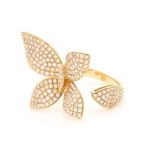 Gold and Diamond Butterfly Motif Ring