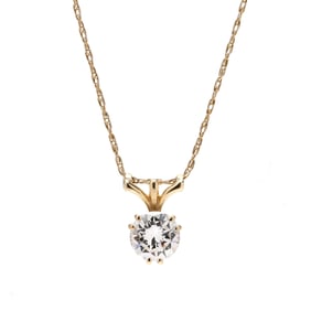 Gold and Solitaire Diamond Pendant Necklace, Jabel