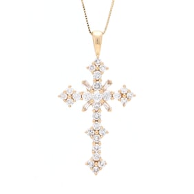 Gold and Diamond Cross Necklace