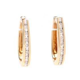 Gold and Diamond Hoop Earrings