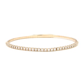 Gold and Diamond Flexible Bangle Bracelet