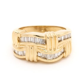 Gold and Diamond Basketweave Motif Band