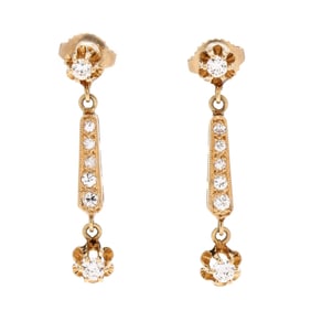 Gold and Diamond Drop Earrings